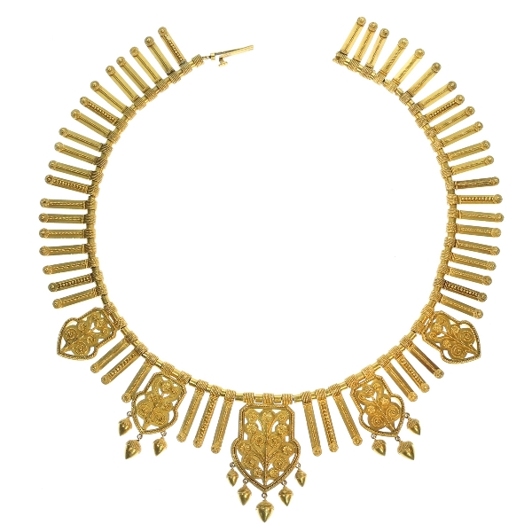 Antique gold filigree choker necklace made in France